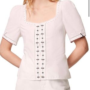 French connection white embroidered top - US 6 size